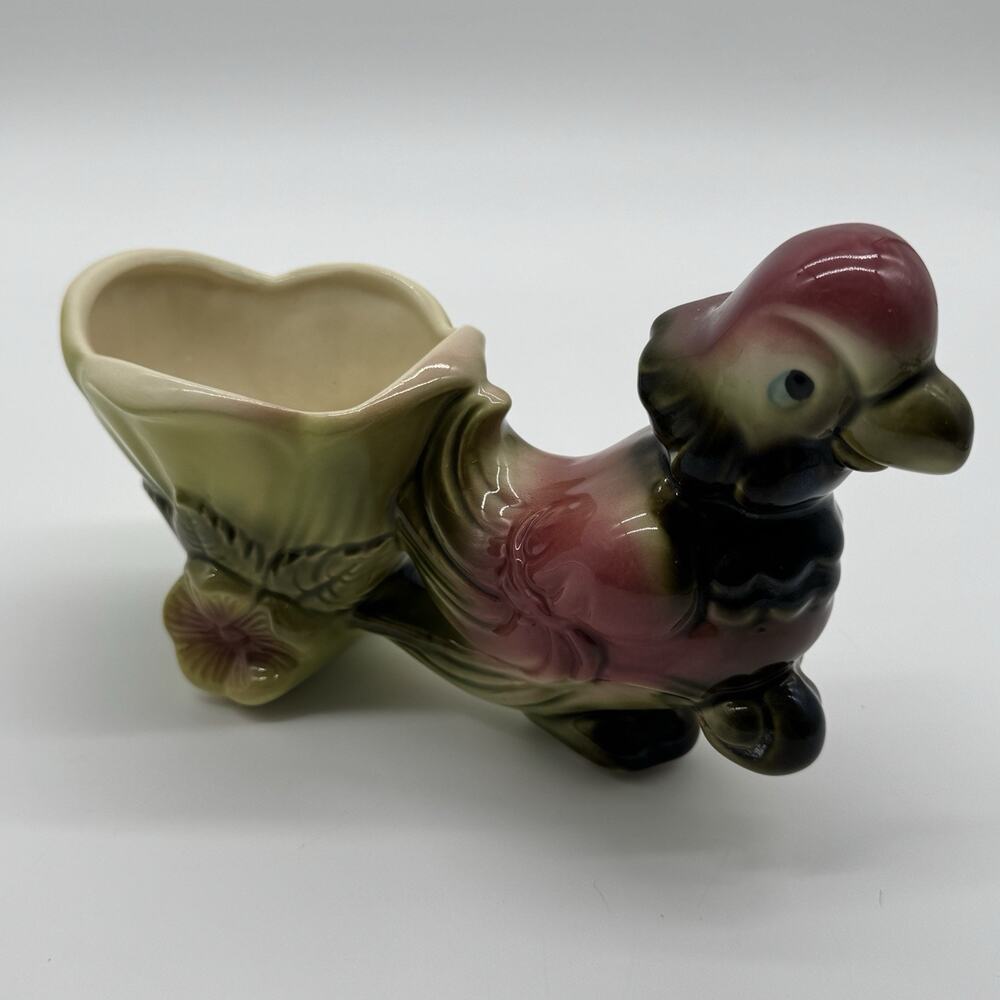 Vintage Hull Pottery #60 Parrot Pulling Cart Planter
